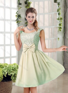 Summer A Line Straps Lace Dama Dress with Bowknot