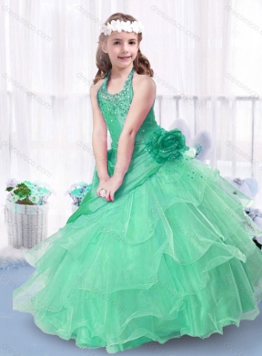 Luxurious Ball Gown Halter Top Little Girls Pageant Dresses