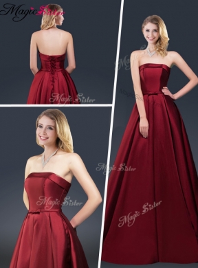 Winter Gorgeous A Line Strapless Prom Dress with Brush Train