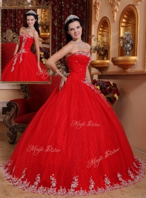 Ball Gown Strapless Quinceanera Dress with Appliques