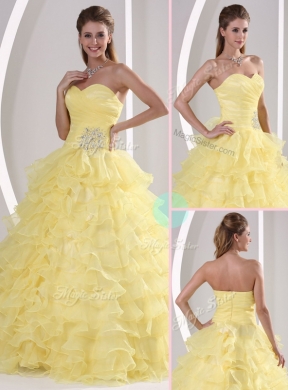 Quinceaners Dress with Appliques and Ruffled Layers