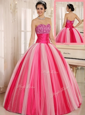 Elegant Multi Color Strapless Lace Up Quincanera Dresses