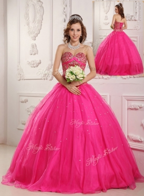 Pretty Hot Pink A Line Floor Length Quinceanera Dresses