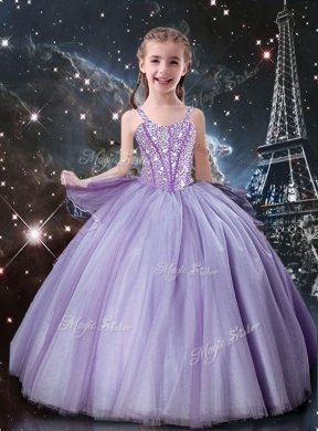Classical Straps Little Girl Pageant Dress in Lavender