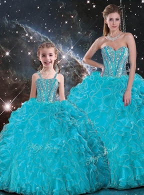 Luxurious Ball Gown Princesita With Quinceanera Dress with Beading in Baby Blue