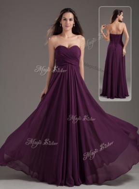 Cheap Empire Ruching Bridesmaid Dress in Purple
