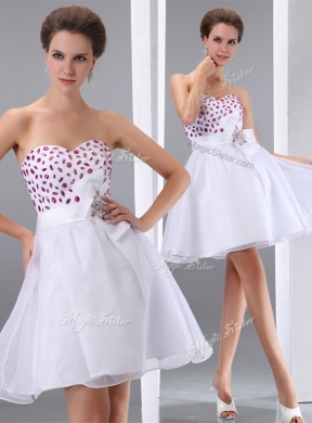 Popular White Short Homecoming Dress with Beading