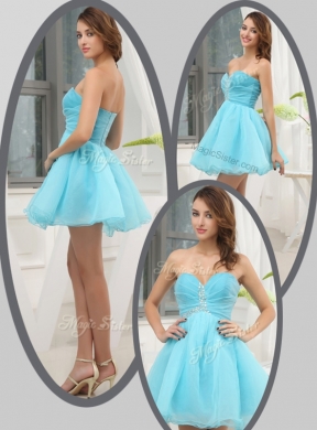 SexyBeading Short Prom Dress in Aqua Blue Color for Homecoming