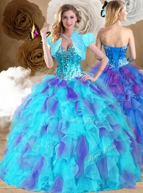 Sweet Ball Gown Ruffles Sweet Sixteen Dress in Multi Color