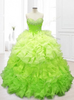 Custom Made Ball Gown Sweet Sixteen Dress with Beading and Ruffles