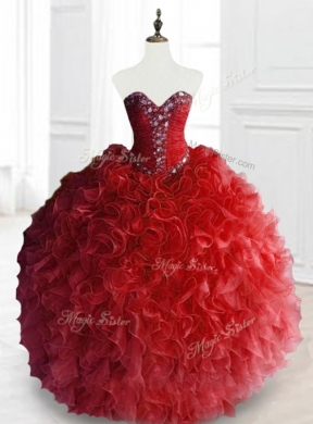 Custom Made Ball Gown Sweet 16 Gowns with Beading and Ruffles