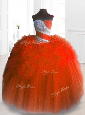 Custom Made Hand Made Flowers and Beading Quinceanera Gowns