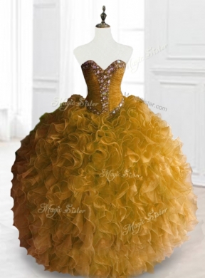 Custom Made Ball Gown Sweet Sixteen Dress with Beading and Ruffles