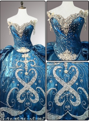Custom Made Beading Teal Quinceanera Dress