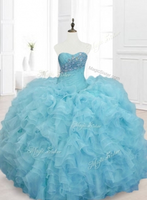Custom Made Ball Gown Sweet 15 Dress with Beading and Ruffles