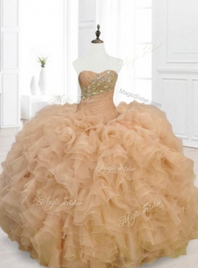 CCustom Made hampagne Quinceanera Gowns with Beading and Ruffles