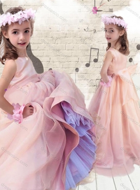 Pretty Ball Gown Peach Little Girls Pageant Dress with Bowknot