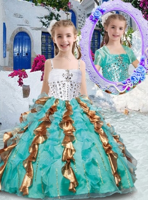 Gorgeous Spaghetti Straps Little Girl Pageant Dress with Beading and Ruffles