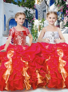 Perfect Ball Gown Girls Party Dress with Beading and Ruffles