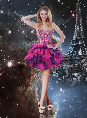Fashionable Short Prom Dress with Beading and Ruffled Layers for Fall