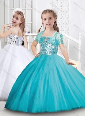 Exclusive Puffy Skirt Tulle Little Girls Pageant Dress with Beading