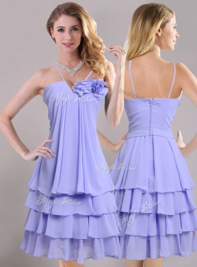 Hot Sale Ruffled Layers and Handcrafted Flower Prom Dress Dama Dress Quinceanera in Lavender