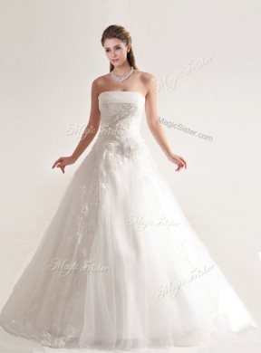 Artistic A-line Wedding Dress with Hand Crafted and Appliques
