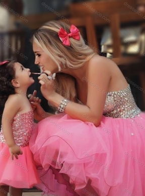 New Style Knee Length Prom Dress with Beading and New Style Beaded Little Girl Dress with Strapless
