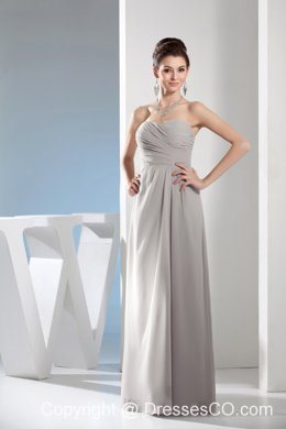 Cheap Column Ruching Gray long bridesmaid Dress in 2013