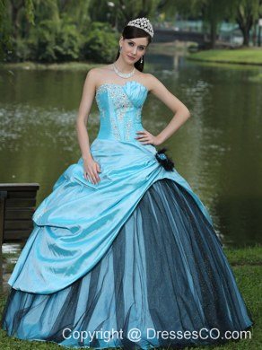 Aqua Blue Taffeta Quinceanera Dress Custom Made