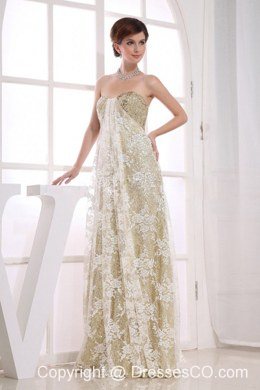 Stylish Empire Long Prom Dress Sequins Champagne