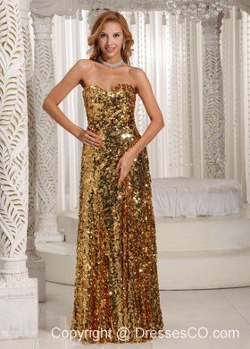 Paillette Over Skirt Long Gold Luxurious Prom Dress Party Style
