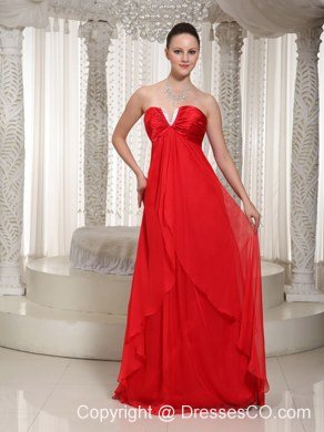 Red V-neck Chiffon Homecoming Dress