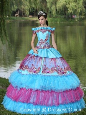 Off The Shoulder Appliques Ball Gown Quinceanera Dress For Long Tiered Exclusive Style