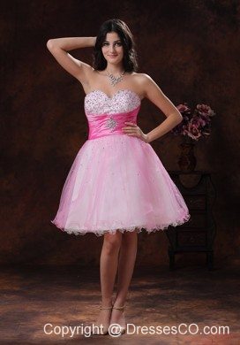 Beaded Decorate Organza A-line Short Prom Dress