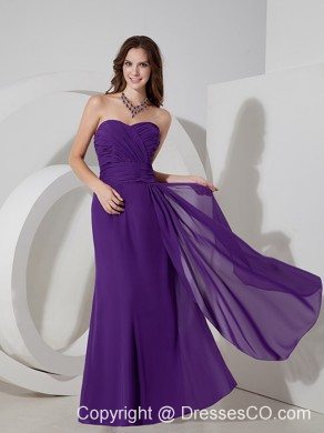 Lovely Purple Column Prom Dress Chiffon Ruched Long