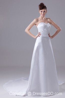 Lace and Beading Watteau Train Wedding Dress