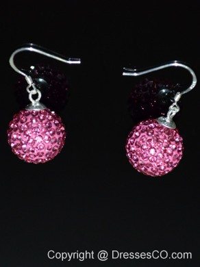 Cheap Rose Pink Rhinestone Round Earrings