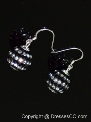 Round Luxurious Rhinestone Black and White Earrings