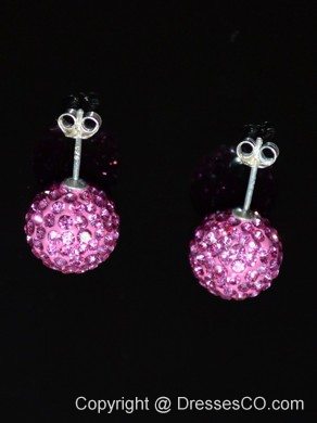Round Discount Rhinestone Baby Pink Earrings