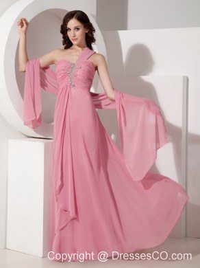 Exquisite Pink Prom Dress One Shoulder