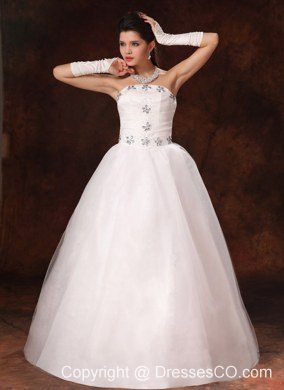 New Styles Beaded Strapless A-line Long Customize Wedding Dress