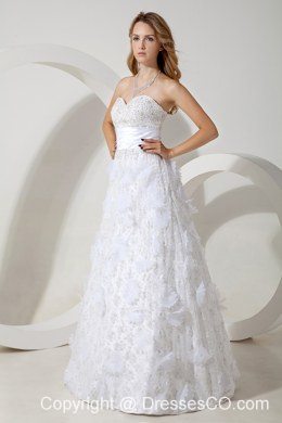 White Column Long Special Fabric Beading Beading Wedding Dress