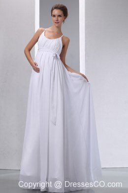 Elegant Empire Scoop Long Chiffon Ruched Maternity Wedding Dress