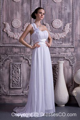 Lovely Empire One Shoulder Chiffon Ruched Wedding Dress