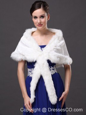 Faux Fur Elegant V-Neck White Faux Fur Wedding Party Wedding Wrap