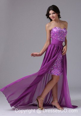 Detachable High-low and Rhinestones Over Skirt For Prom Dress