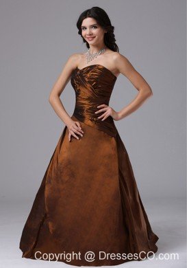 Brown Ruched Bodice and For Modest Plus Size Prom Dress With Taffeta