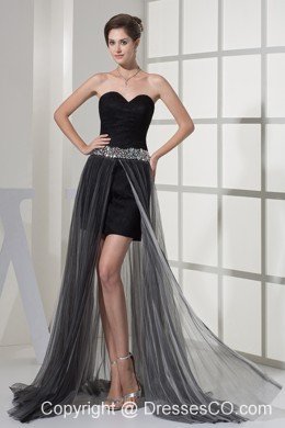 Beading High-low Black Prom Dress