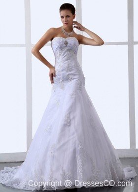 Lace Appliques Tulle Stylish Wedding Dress